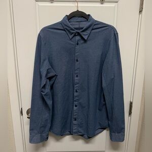 Men’s Lululemon Commission Long-Sleeve Shirt, M, enzyme dye club blue, $118